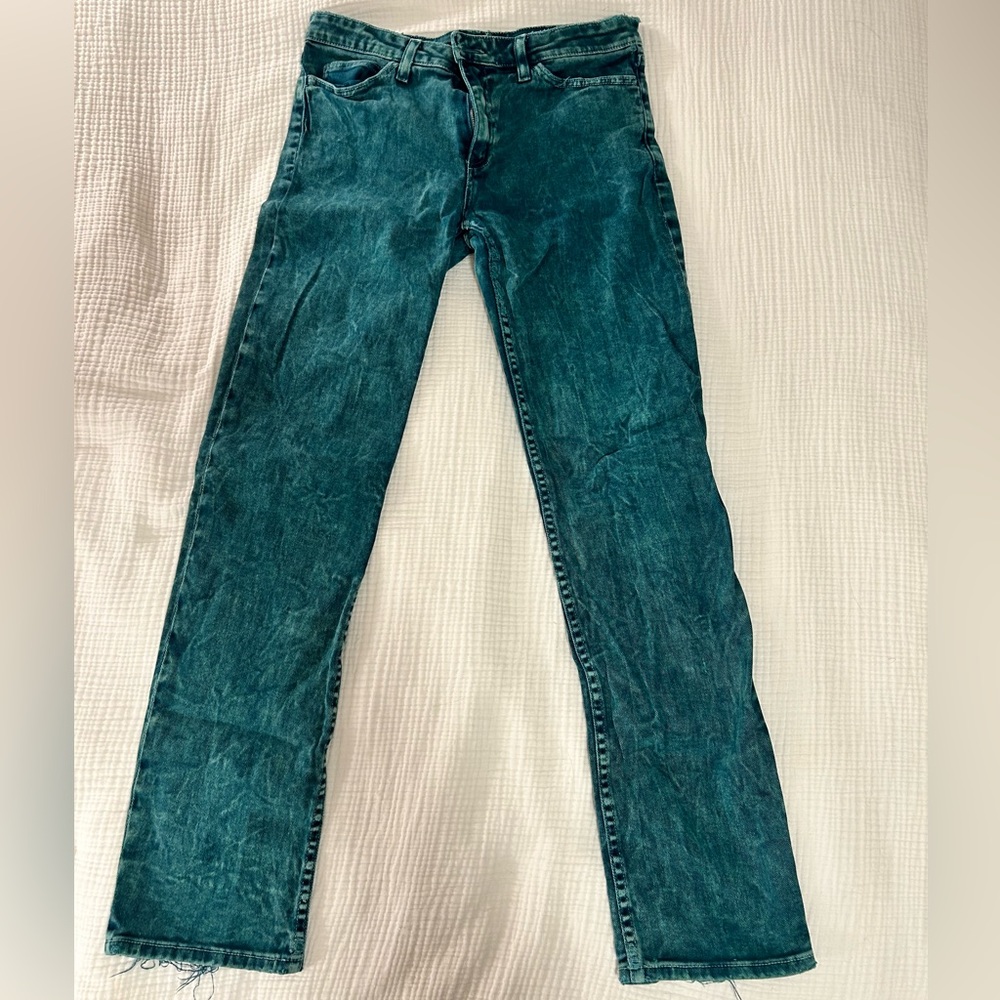 American Apparel (OG) Slim Slack Men’s Jean in Teal Acid Wash, Size 31W x 30L